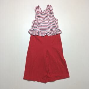 Mayoral Romper Girls Size 5 Red Stripe Jumpsuit Outfit